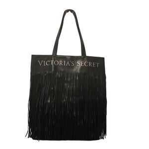 Victoria Secret Black Fringe Lined Long Line Purse